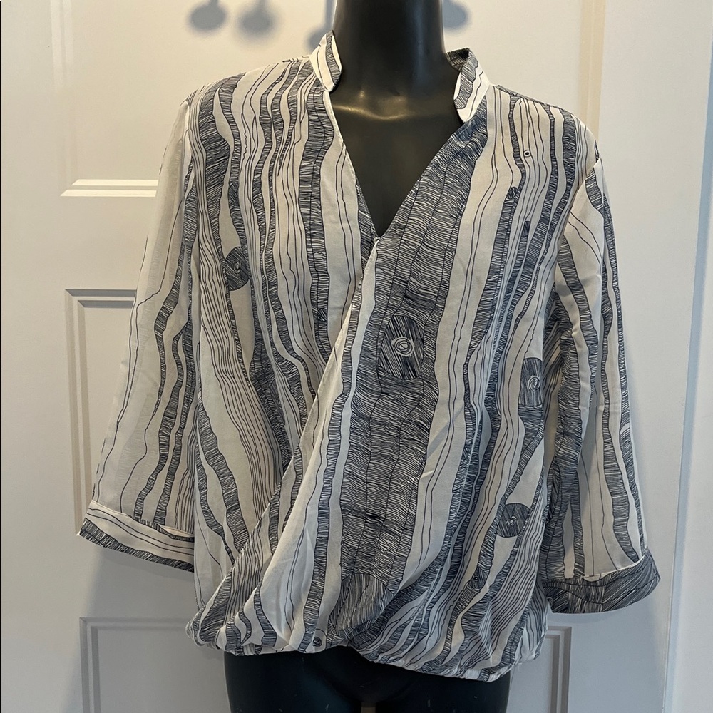 Striped Women's Blouse - Black and White